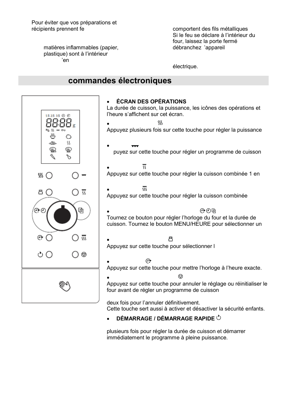 Bandeau de commandes électroniques | Gorenje SMO-23 DGB User Manual | Page 50 / 177