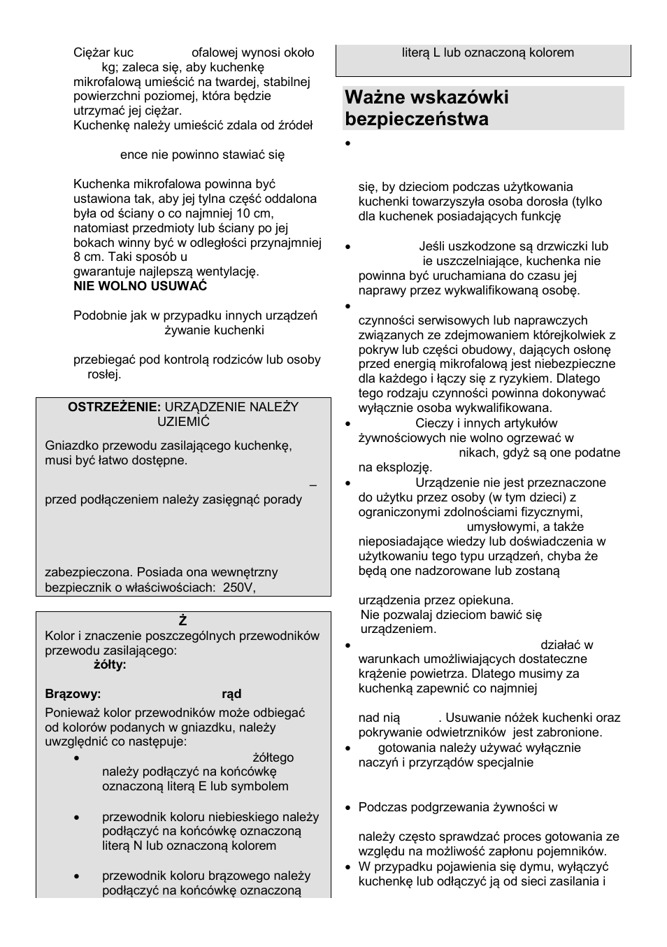 Ważne wskazόwki bezpieczeństwa | Gorenje SMO-23 DGB User Manual | Page 64 / 177