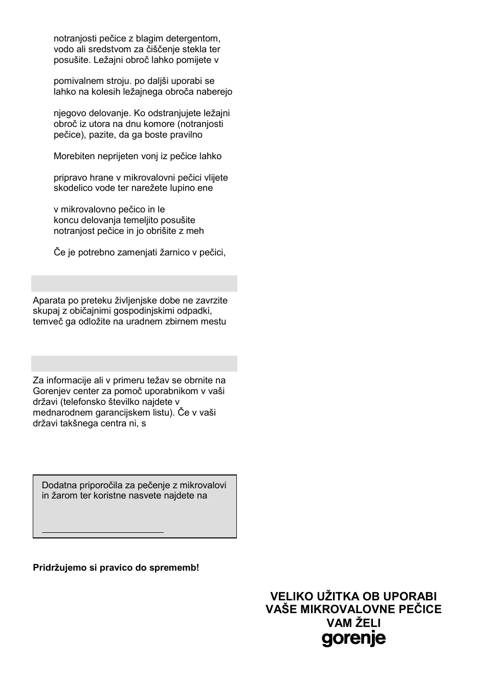 Okolje, Garancija in servis | Gorenje SMO-23 DGB User Manual | Page 9 / 177