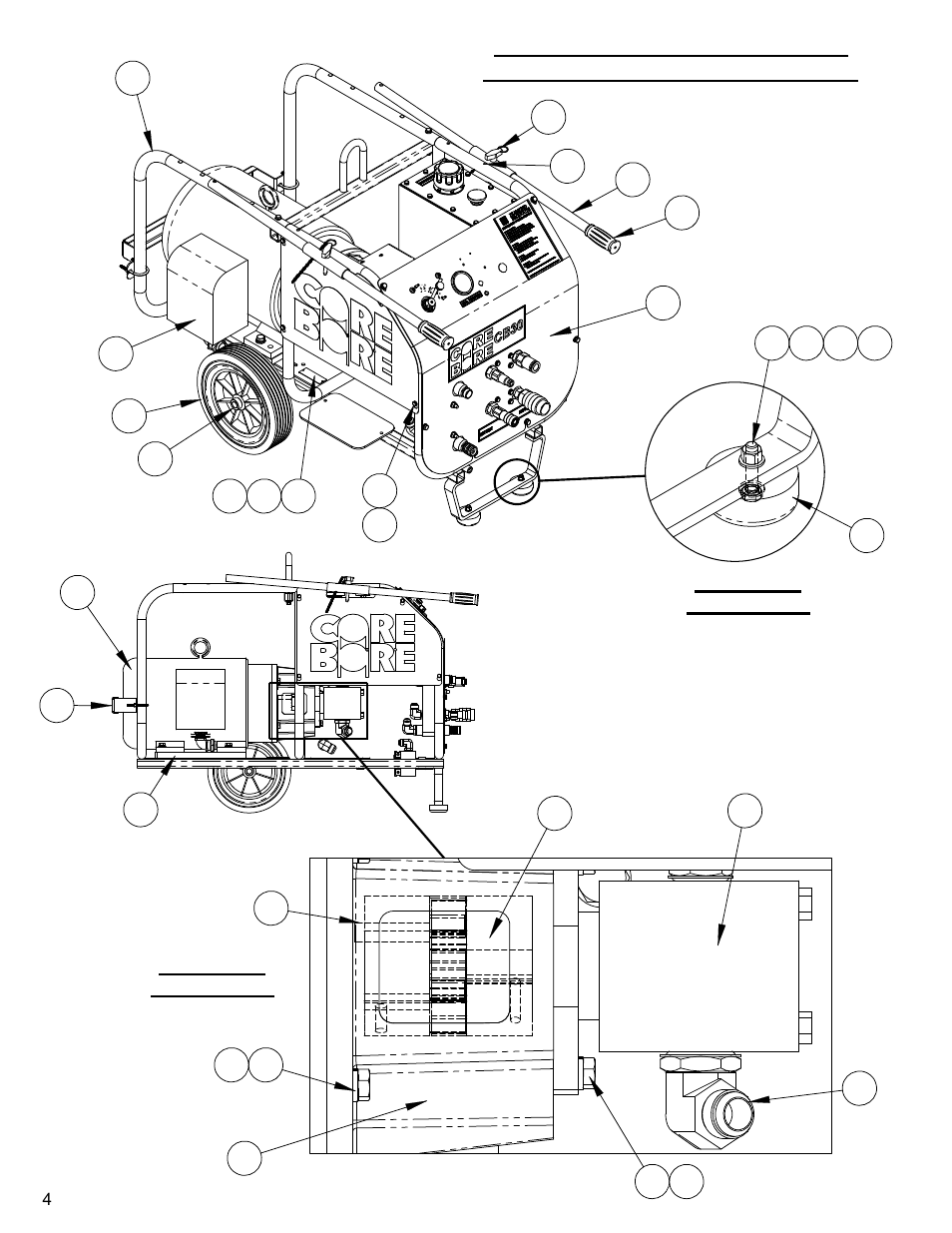 Hydraulic power supply, 230/460, 208/230/460 volt hydraulic power supply, Scale 1 : 3 | Detail a, Scale 1 : 3 detail b | Diamond Products CB30E-XL User Manual | Page 4 / 40