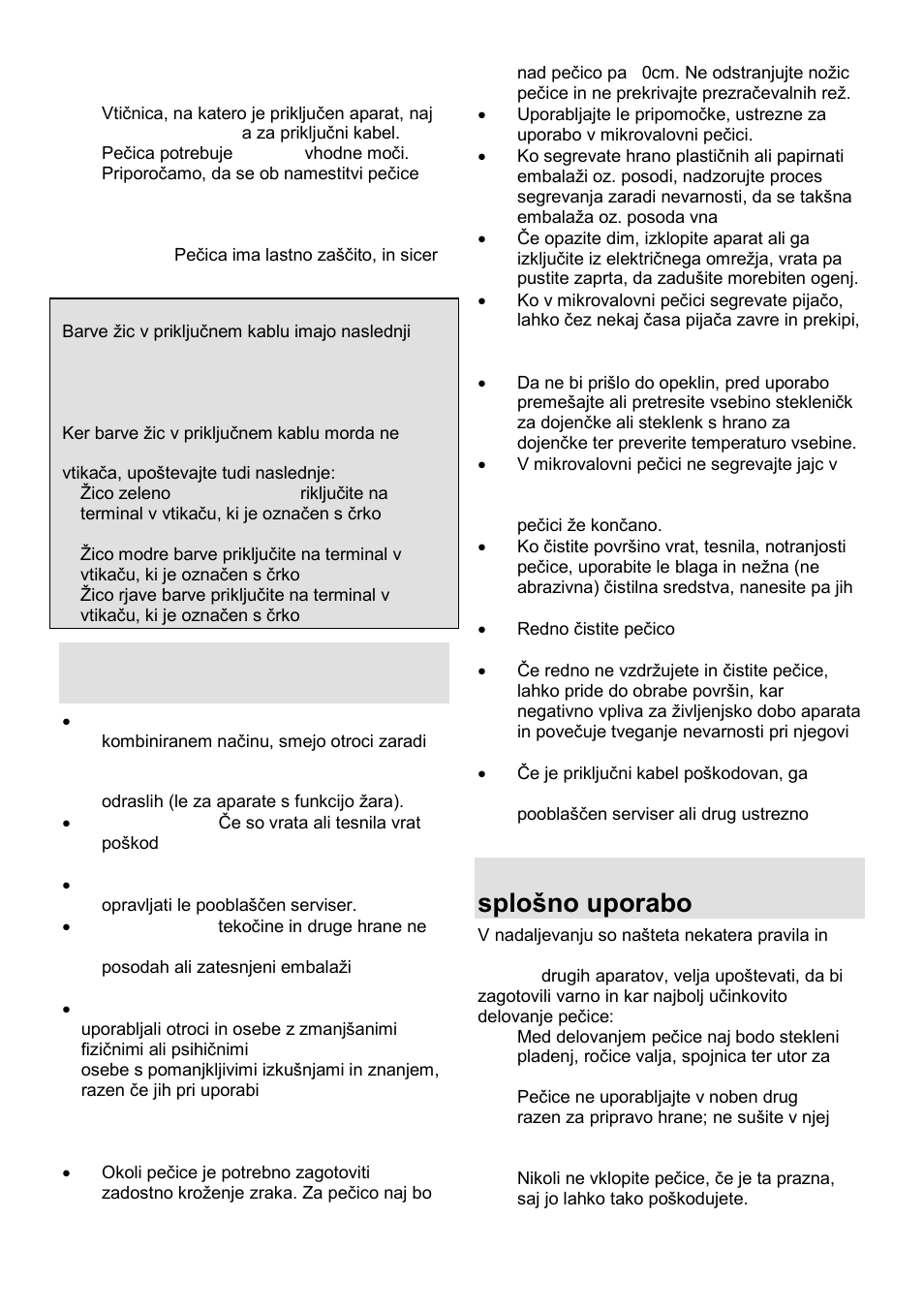 Pomembna varnostna navodila, Varnostna navodila za splońno uporabo | Gorenje MO-23 DGW User Manual | Page 4 / 90