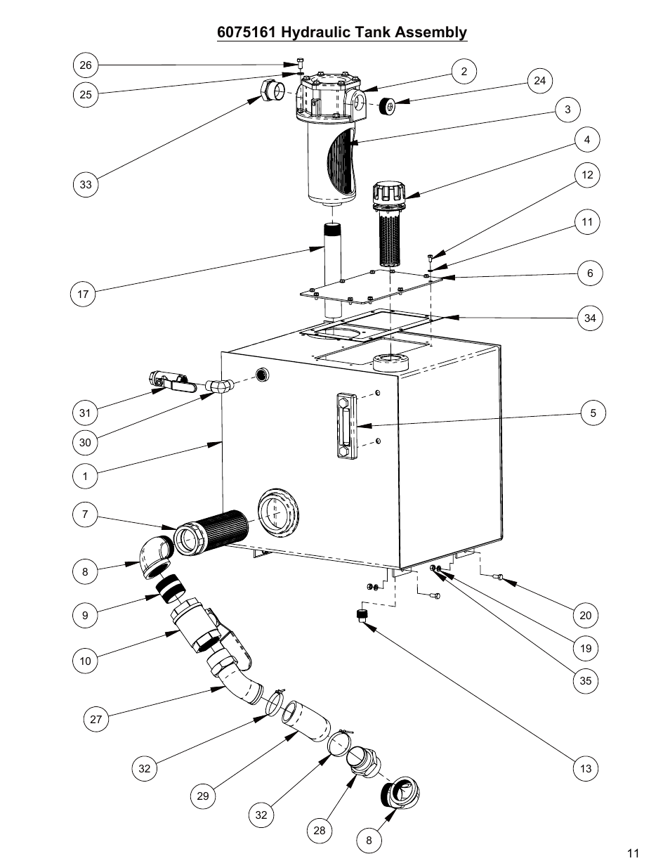 Hydraulic tank assembly, Sheet1, Drawing view1 | Diamond Products CB66DS User Manual | Page 11 / 44