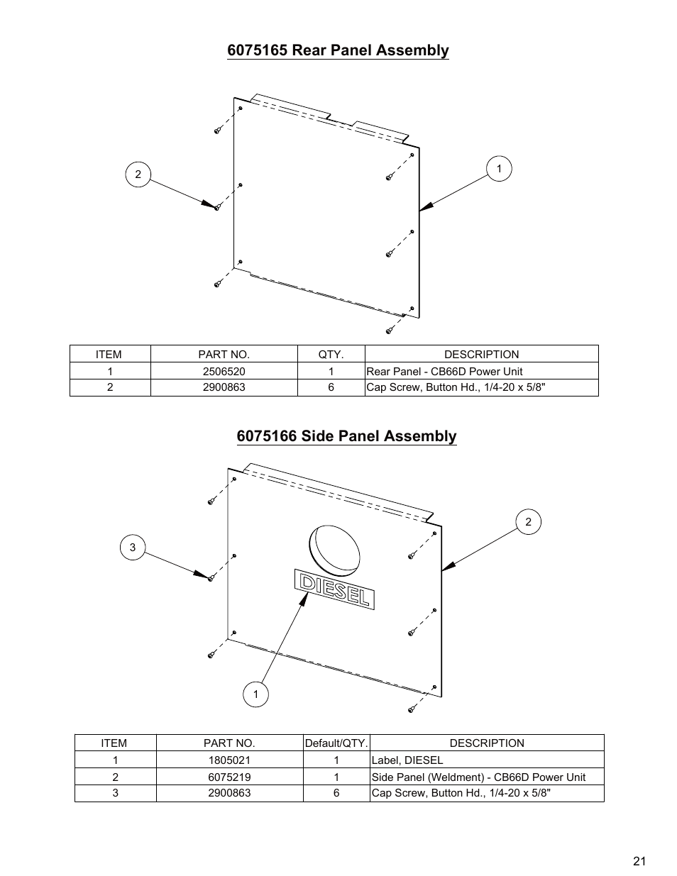 Rear & side panel assemblies, Sheet1, Drawing view1 | Drawing view2, Rear panel assembly | Diamond Products CB66DS User Manual | Page 21 / 44