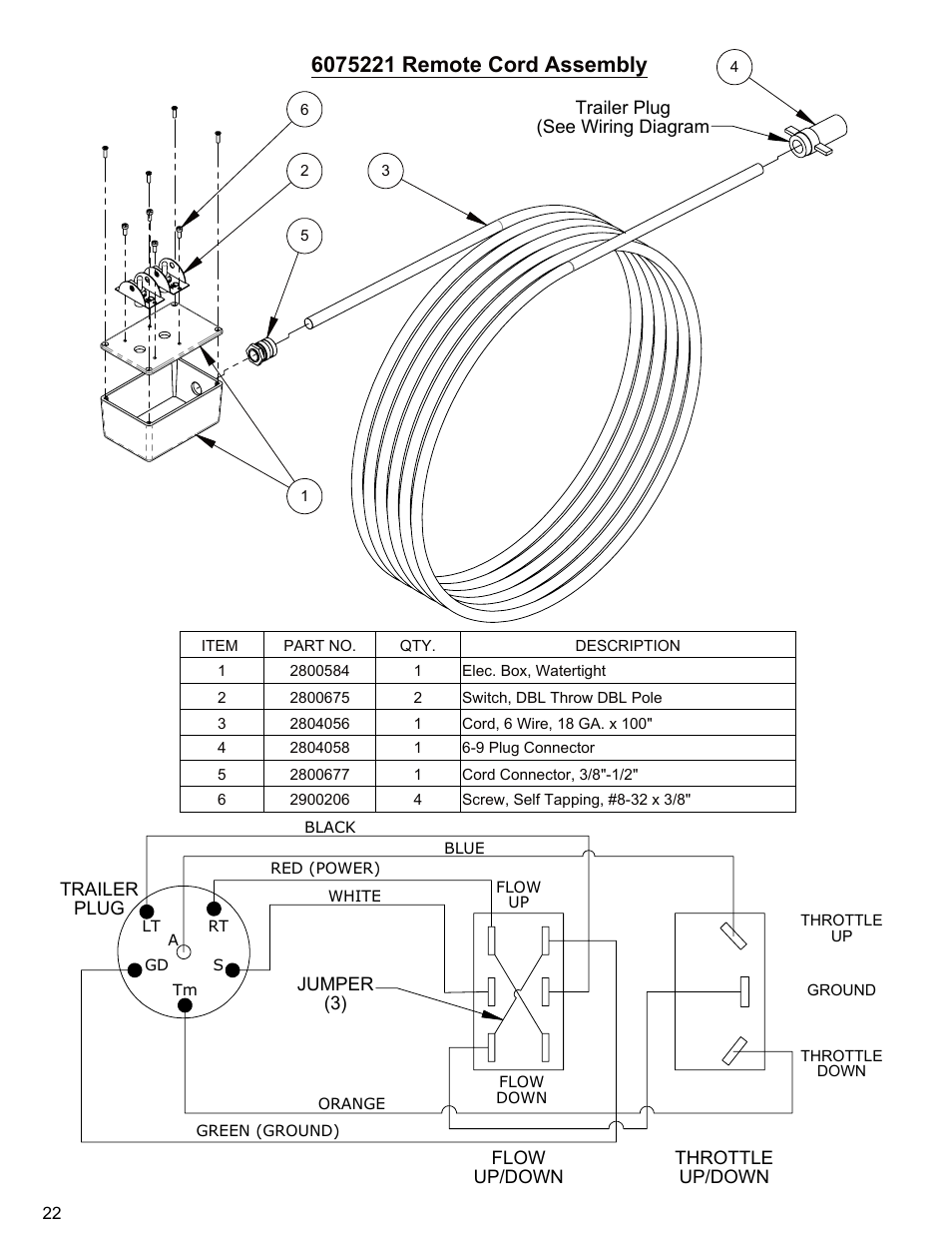 Remote cord assembly, Sheet1, Drawing view1 | Diamond Products CB66DS User Manual | Page 22 / 44