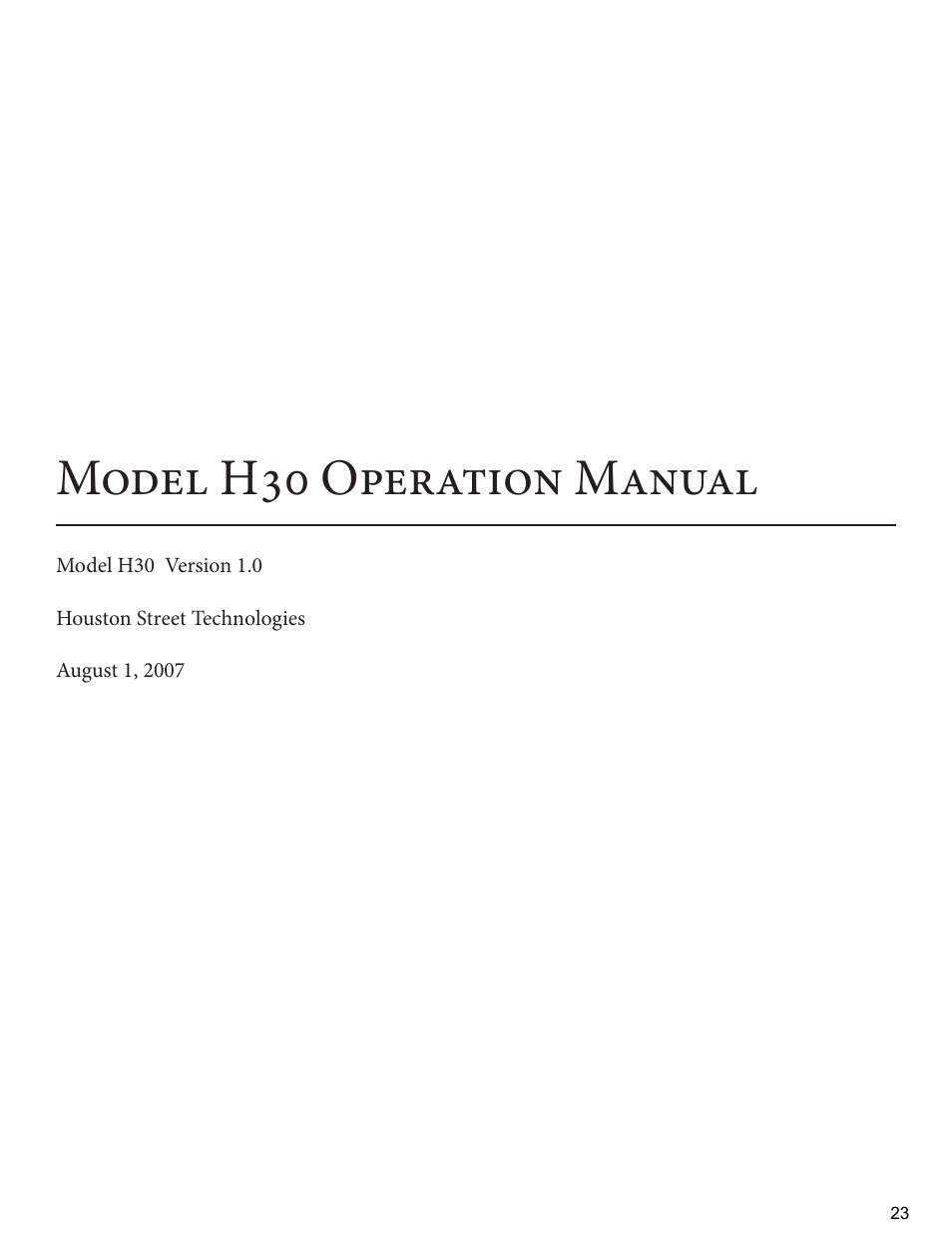 H30 engine control manual, Model h30 operation manual | Diamond Products CB66DS User Manual | Page 23 / 44