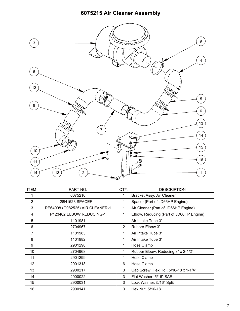 Air cleaner assembly, Sheet1, Drawing view1 | Diamond Products CB66DS User Manual | Page 7 / 44