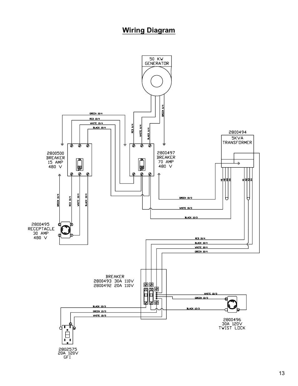 Wiring diagram, Wiring, Diagram | Diamond Products CC-HG-SK Hydra Gen User Manual | Page 13 / 20