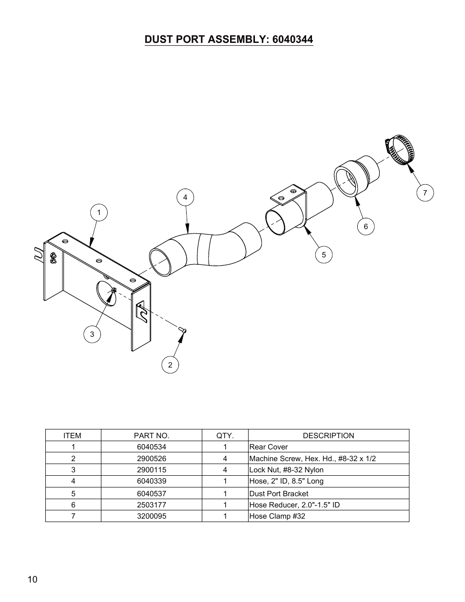 P10- dust port assemby-6040344 | Diamond Products CC80 User Manual | Page 10 / 12