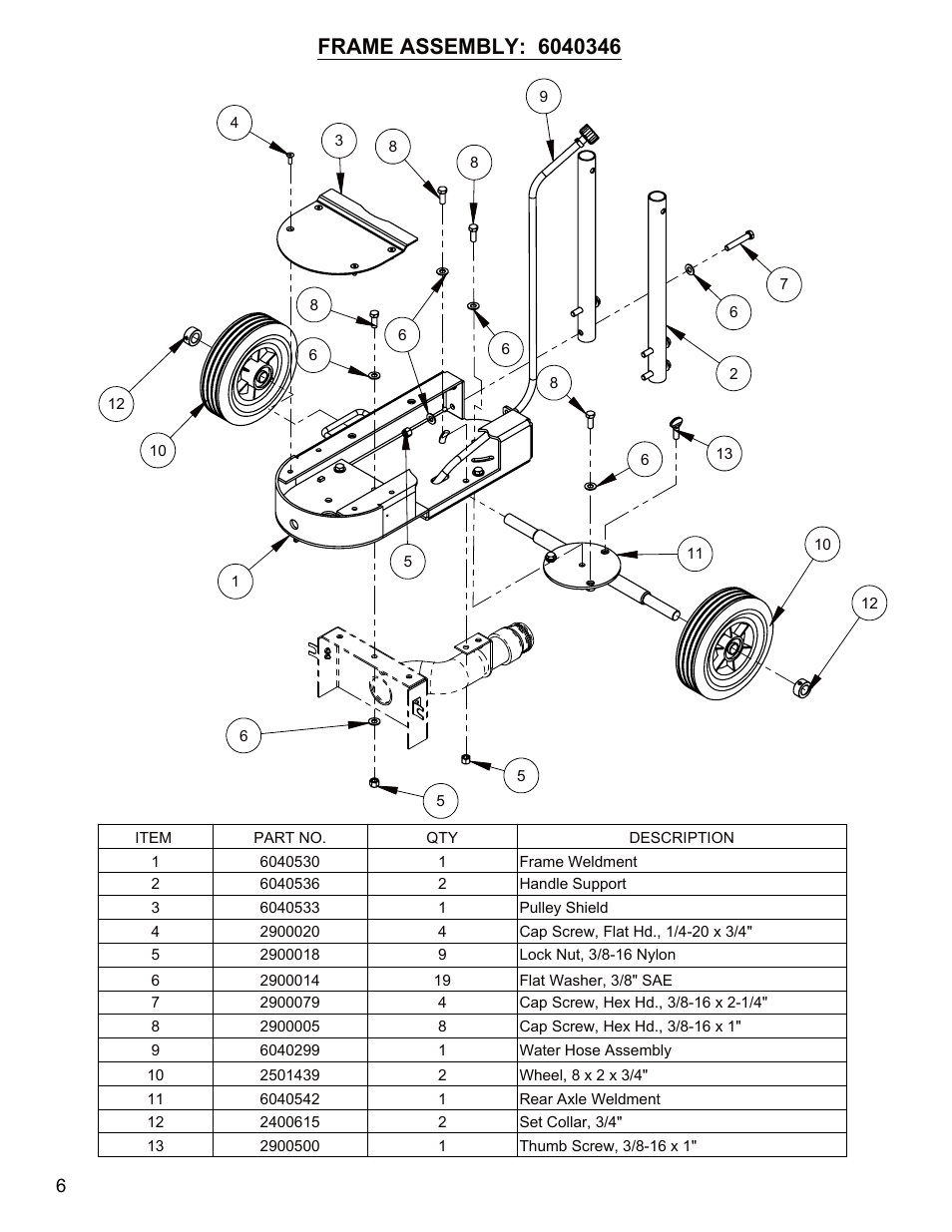 P6- frame assemby-6040346 | Diamond Products CC80 User Manual | Page 6 / 12