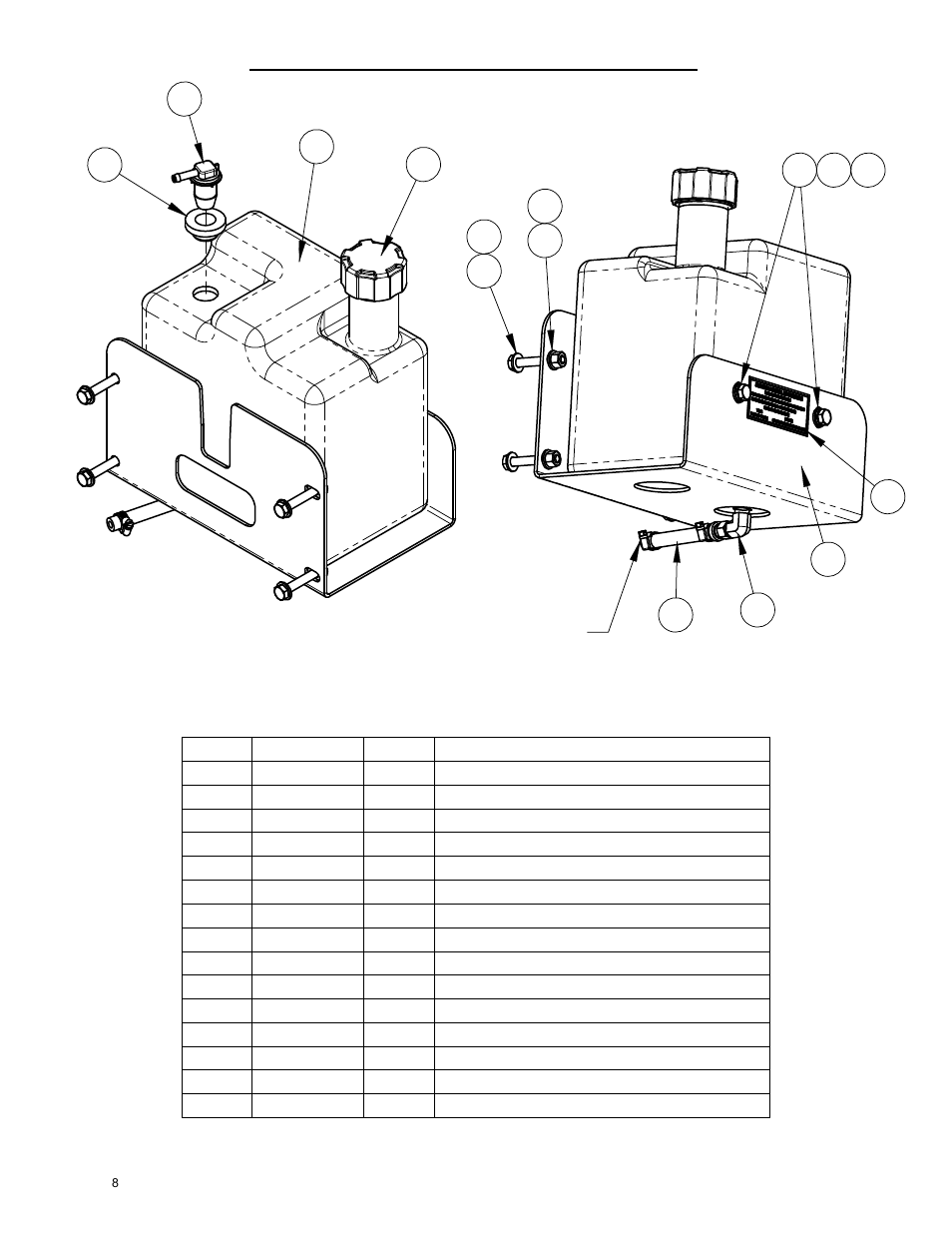 Gas engine 9hp, Gas tank assembly | Diamond Products CC100 User Manual | Page 8 / 24