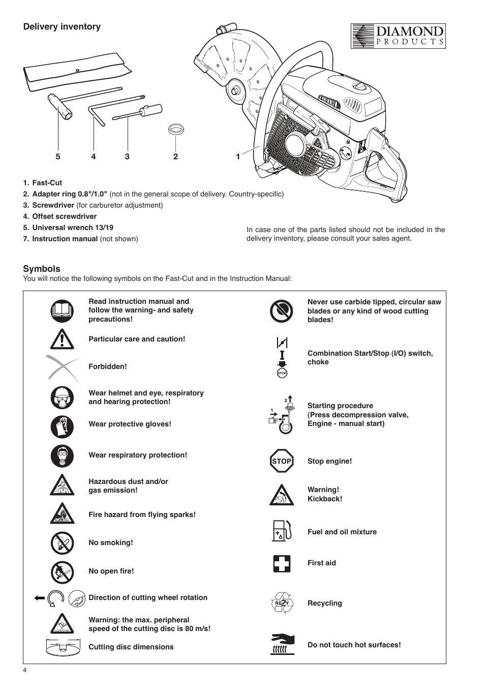 Diamond Products Fast-Cut SLR User Manual | Page 4 / 32