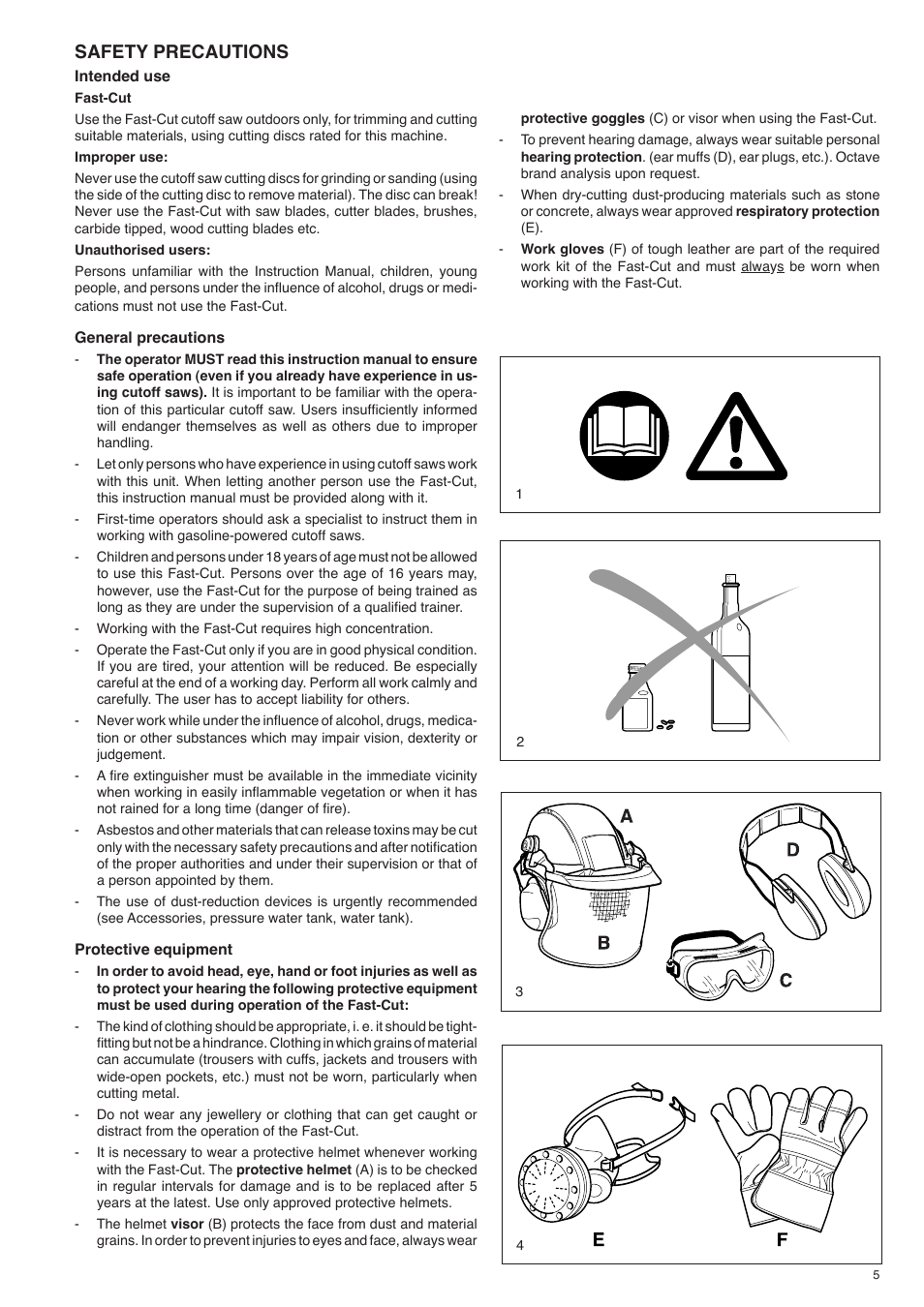 Safety precautions | Diamond Products Fast-Cut SLR User Manual | Page 5 / 32