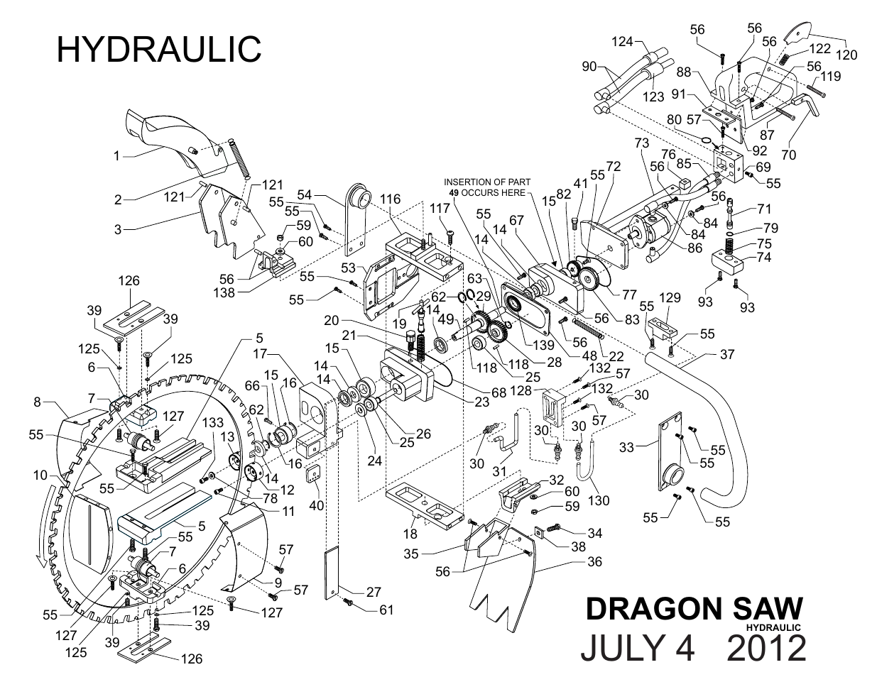 Dragon saw rev 3 (draft-6), Hydraulic, Dragon saw | Diamond Products GDS60 User Manual | Page 7 / 16