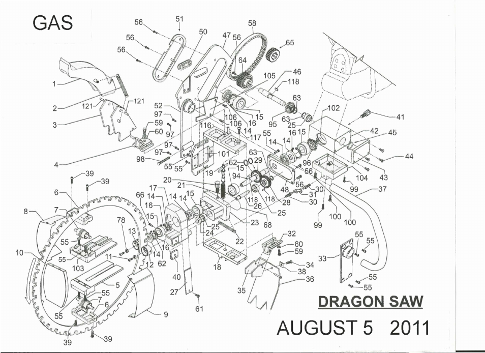 Dragon saw parts gas-schematic aug5 2011 | Diamond Products GDS60 User Manual | Page 9 / 16