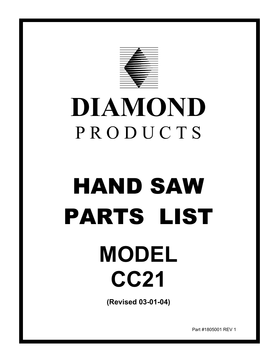 Diamond Products CC21 User Manual | 4 pages
