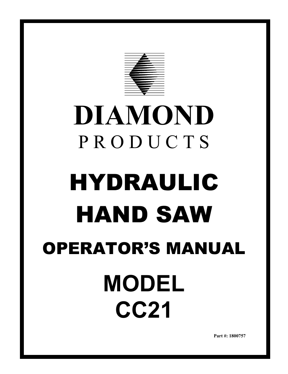 Diamond Products CC21 User Manual | 12 pages