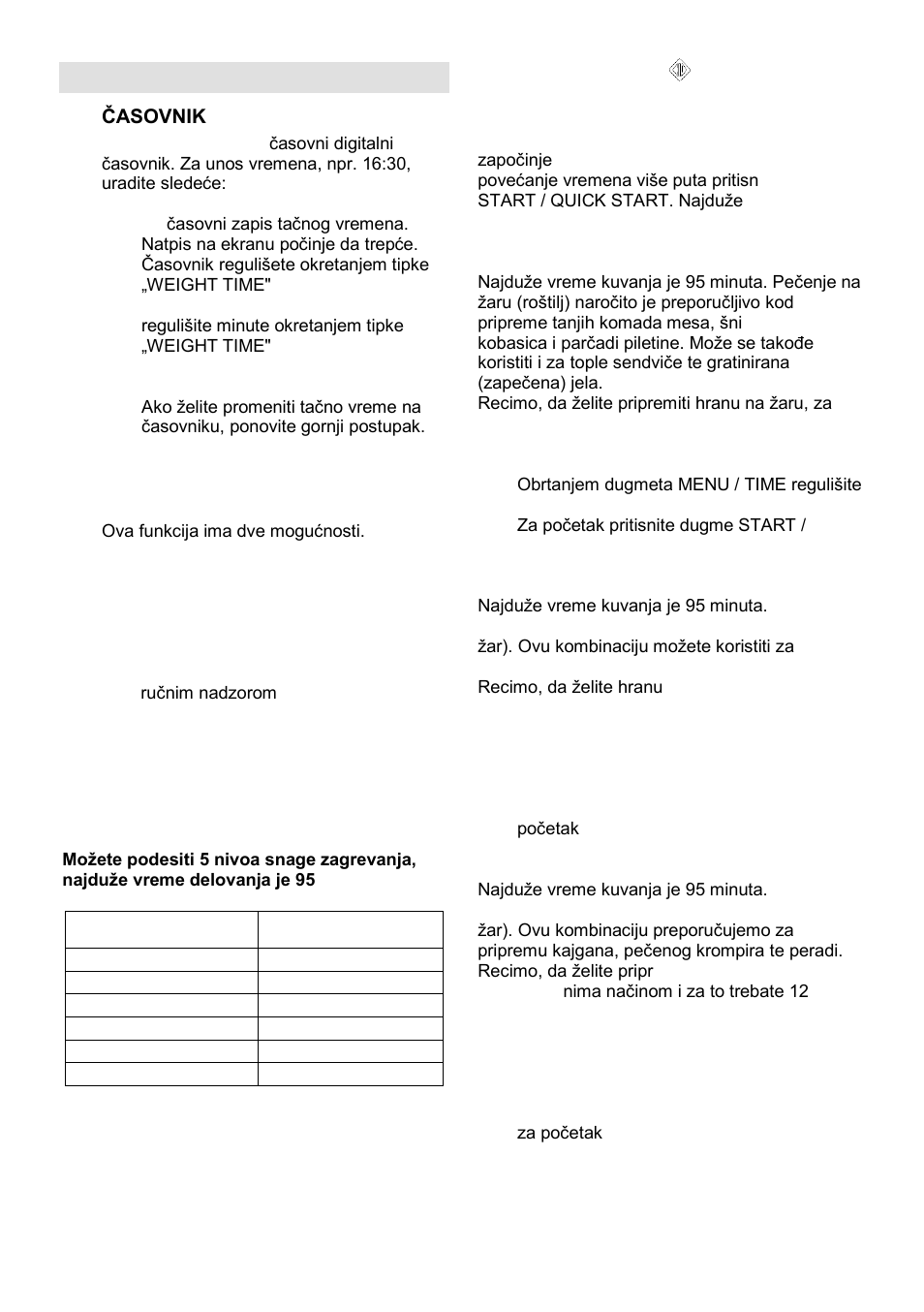 Uputstva za rukovanje | Gorenje MO-20 DGS User Manual | Page 21 / 97