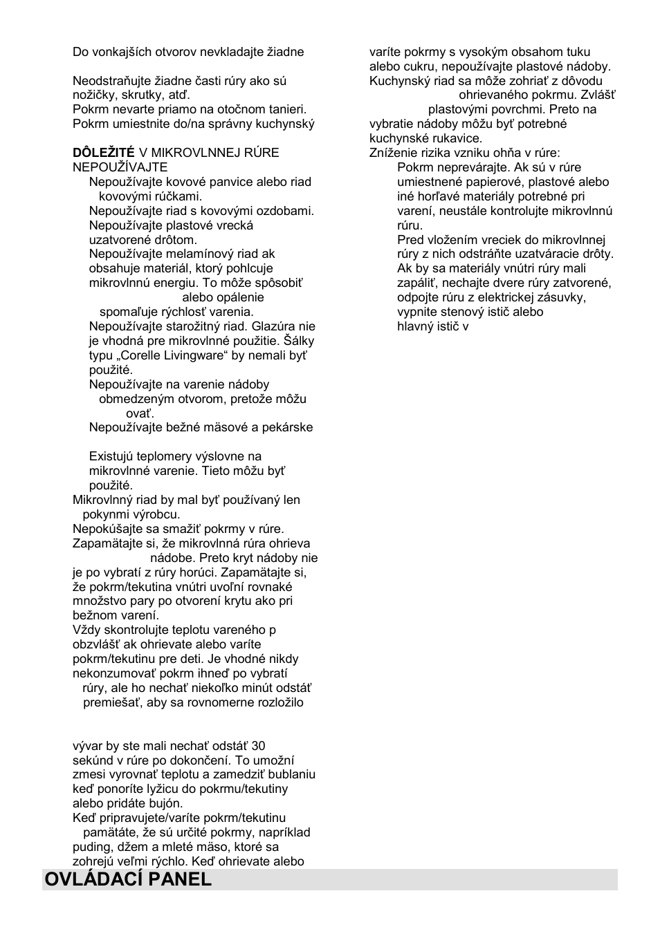 Ovládací panel | Gorenje MO-20 DGS User Manual | Page 64 / 97