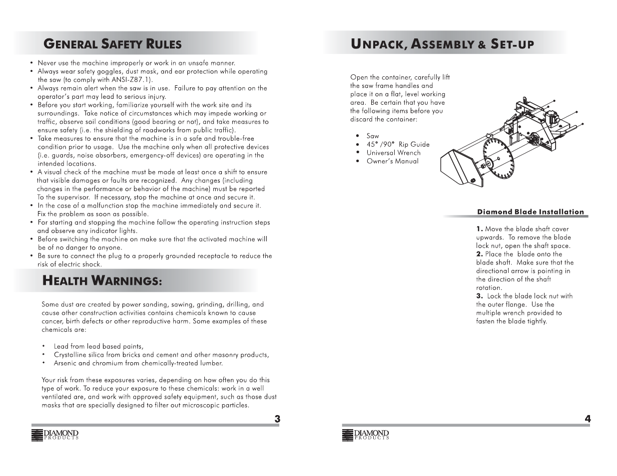 Diamond Products CC350M User Manual | Page 3 / 18