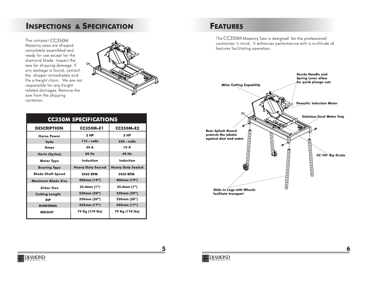 Diamond Products CC350M User Manual | Page 4 / 18