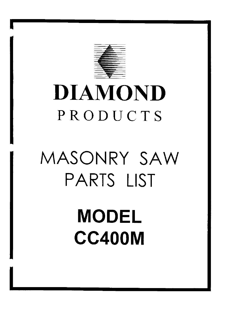 Diamond Products CC400M User Manual | 8 pages