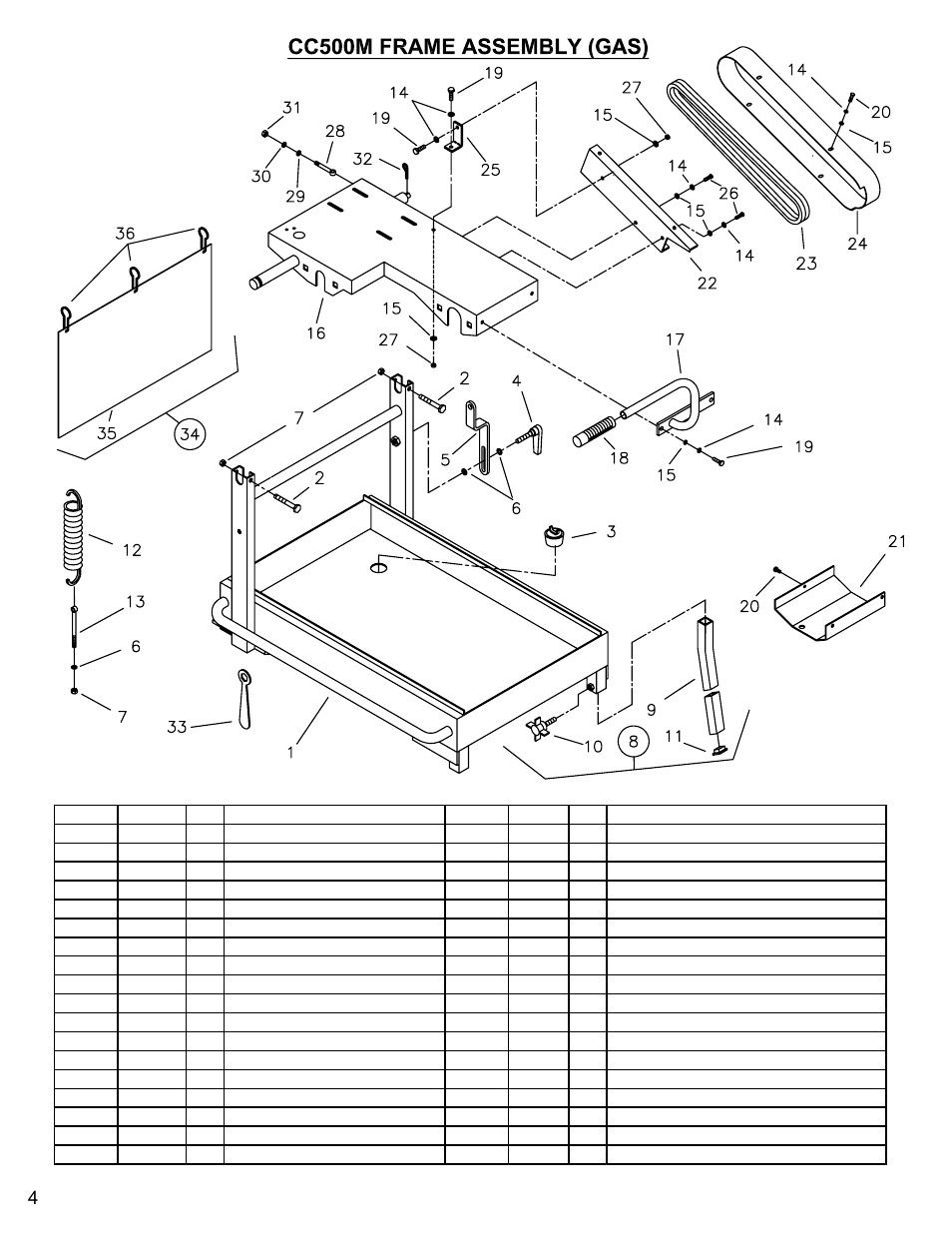 Frame assembly (gas) | Diamond Products CC500M User Manual | Page 4 / 12
