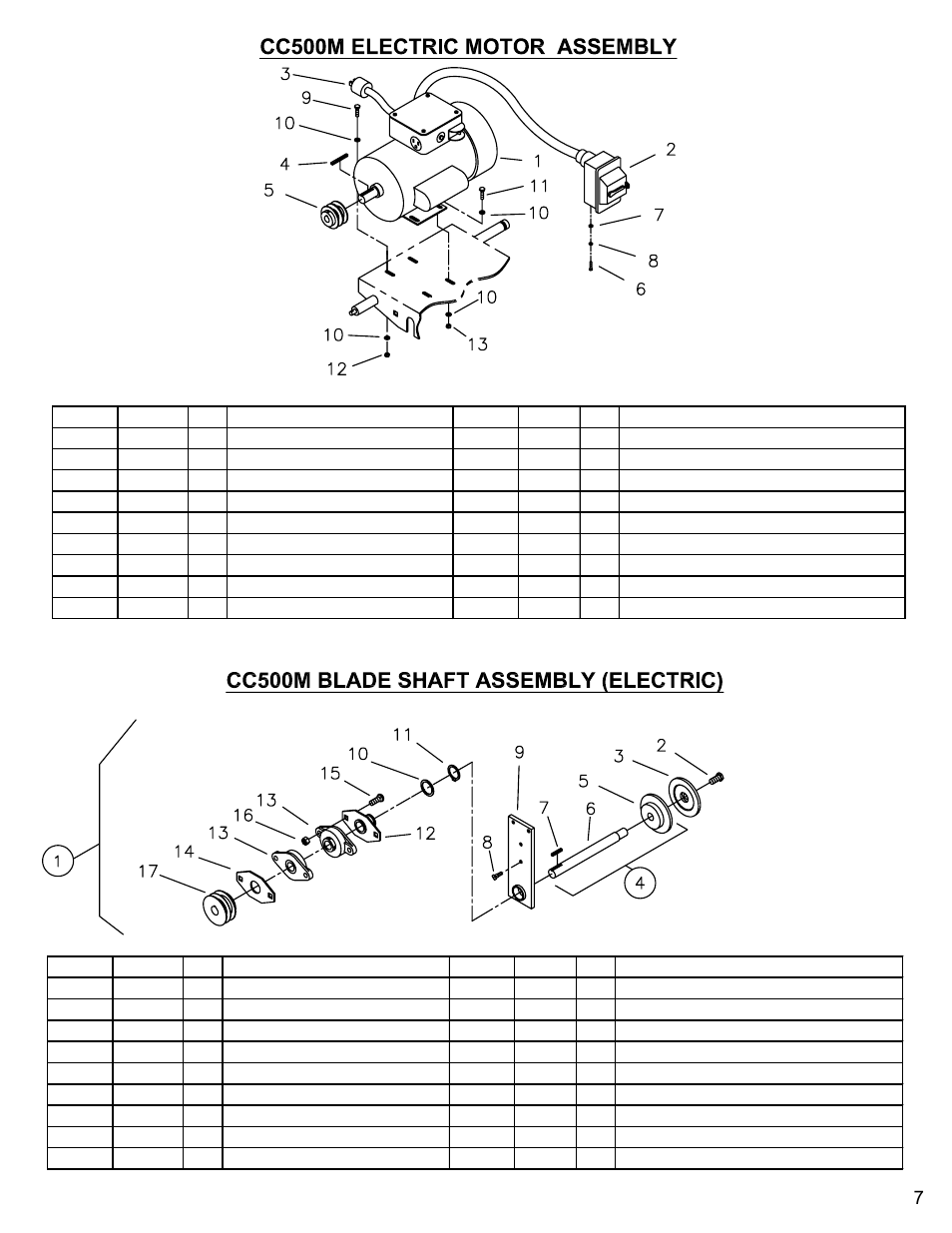 Engine/blade shaft assemblies (electric) | Diamond Products CC500M User Manual | Page 7 / 12