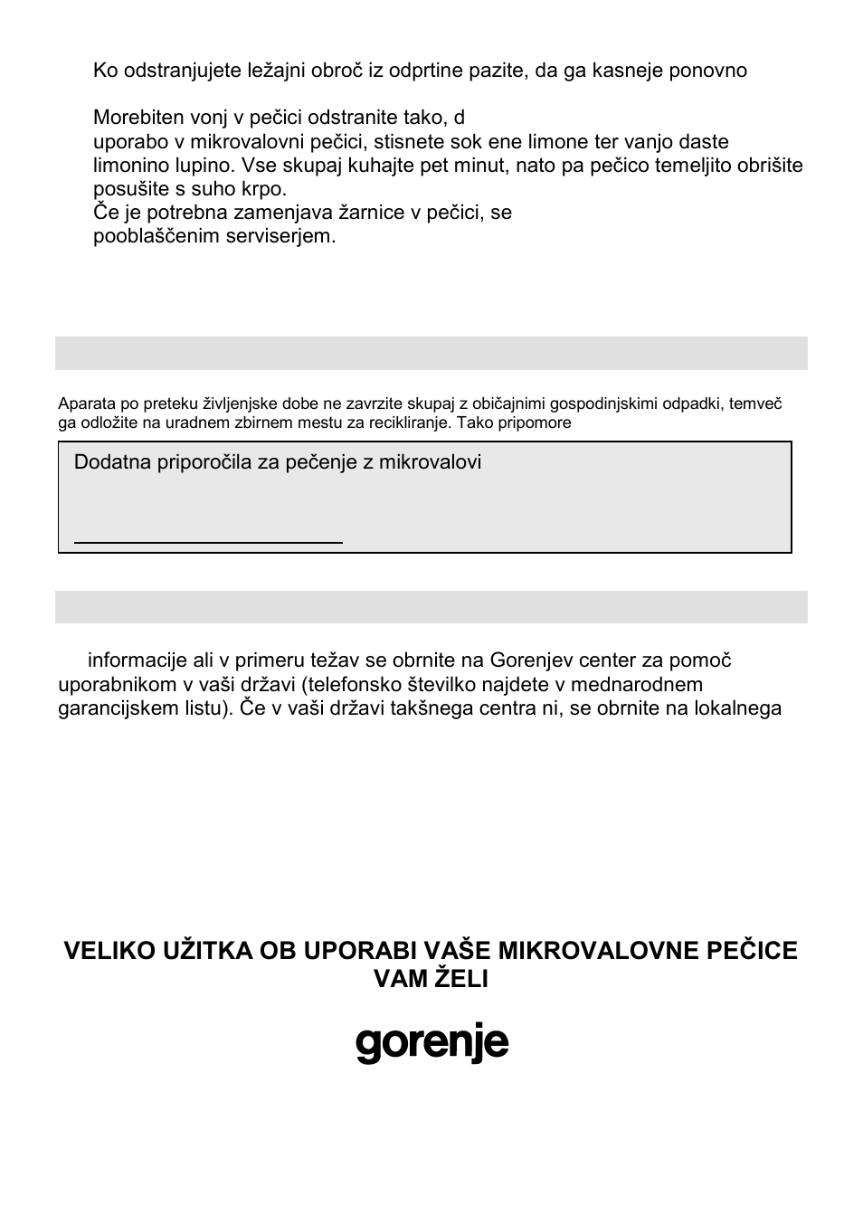 Okolje, Garancija in servis | Gorenje CMO-200 DWII User Manual | Page 11 / 125