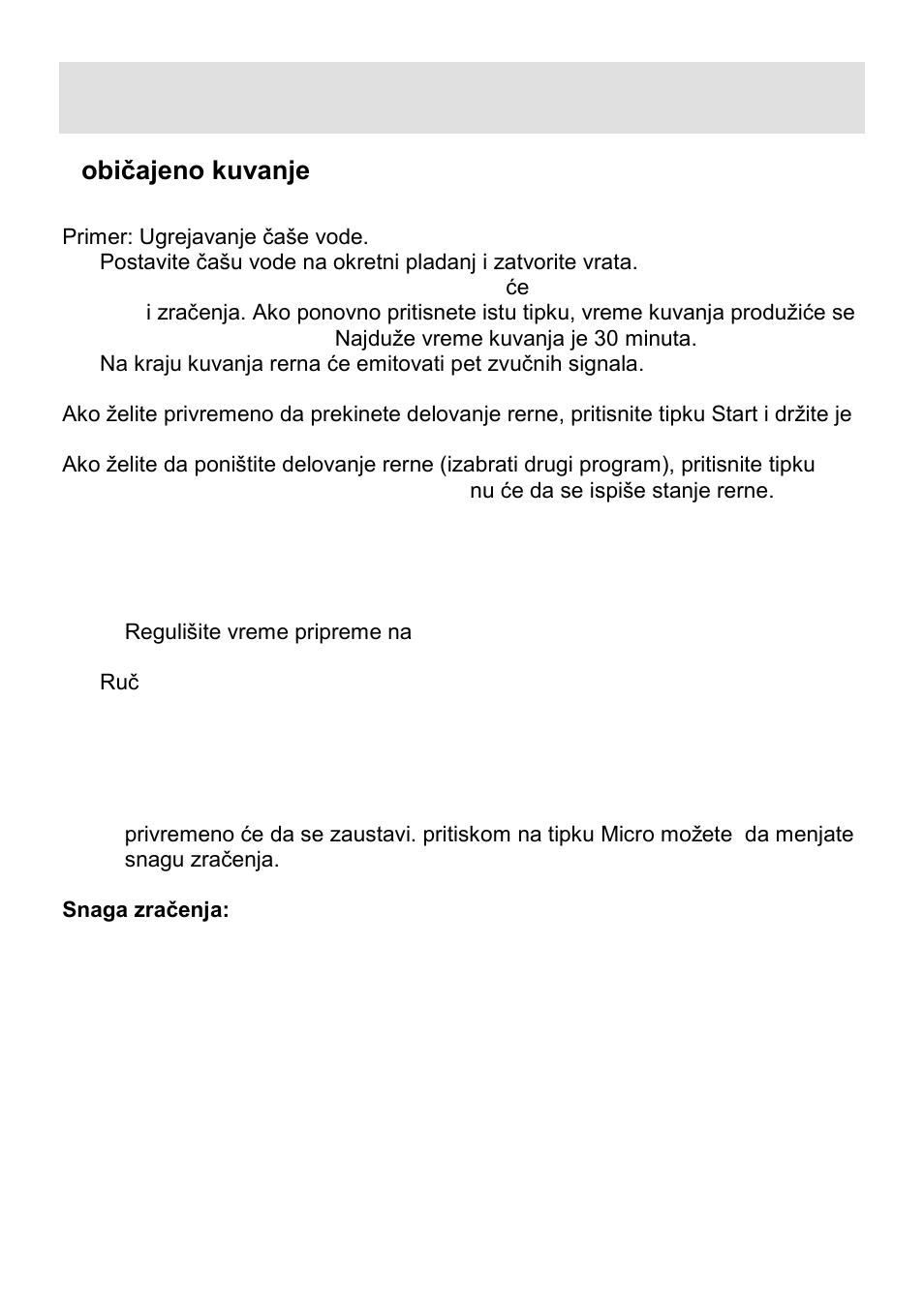 Uobiţajeno kuvanje, Kuvanje mikro talasima | Gorenje CMO-200 DWII User Manual | Page 27 / 125