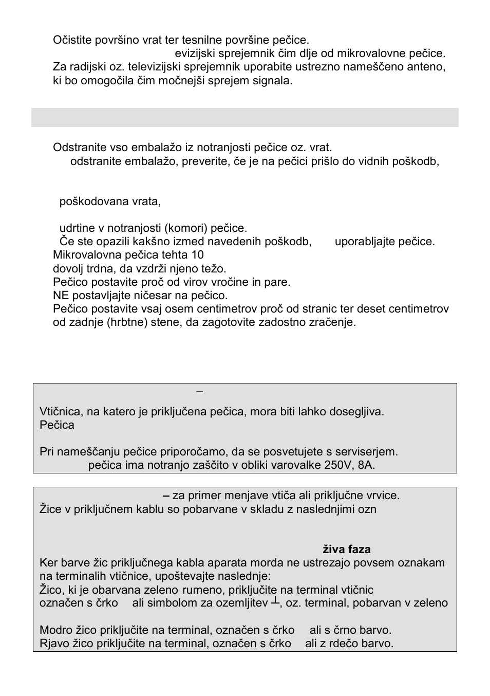 Namestitev | Gorenje CMO-200 DWII User Manual | Page 4 / 125