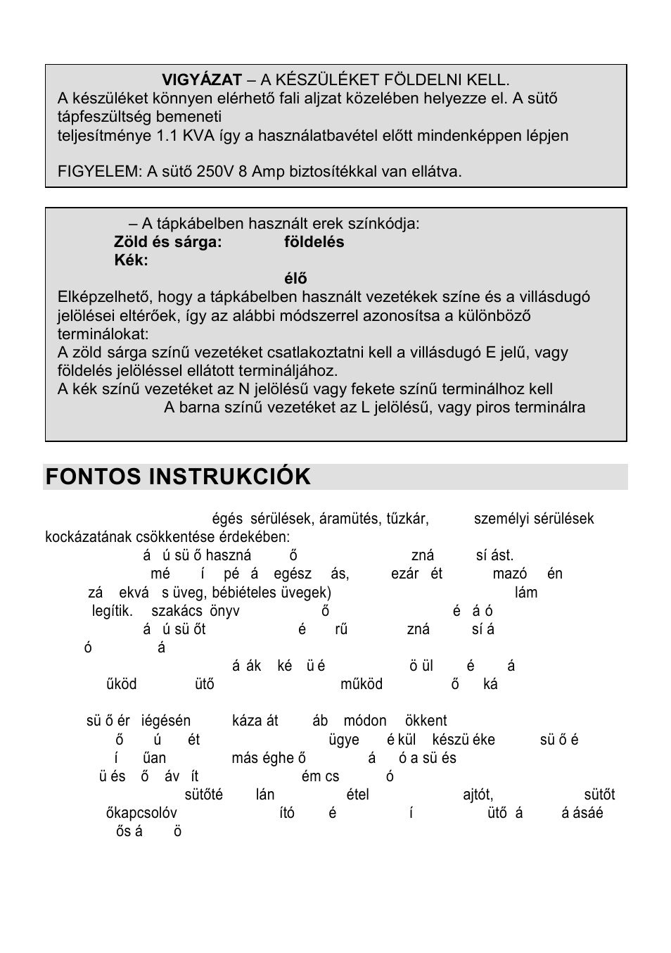 Fontos instrukciók | Gorenje CMO-200 DWII User Manual | Page 42 / 125