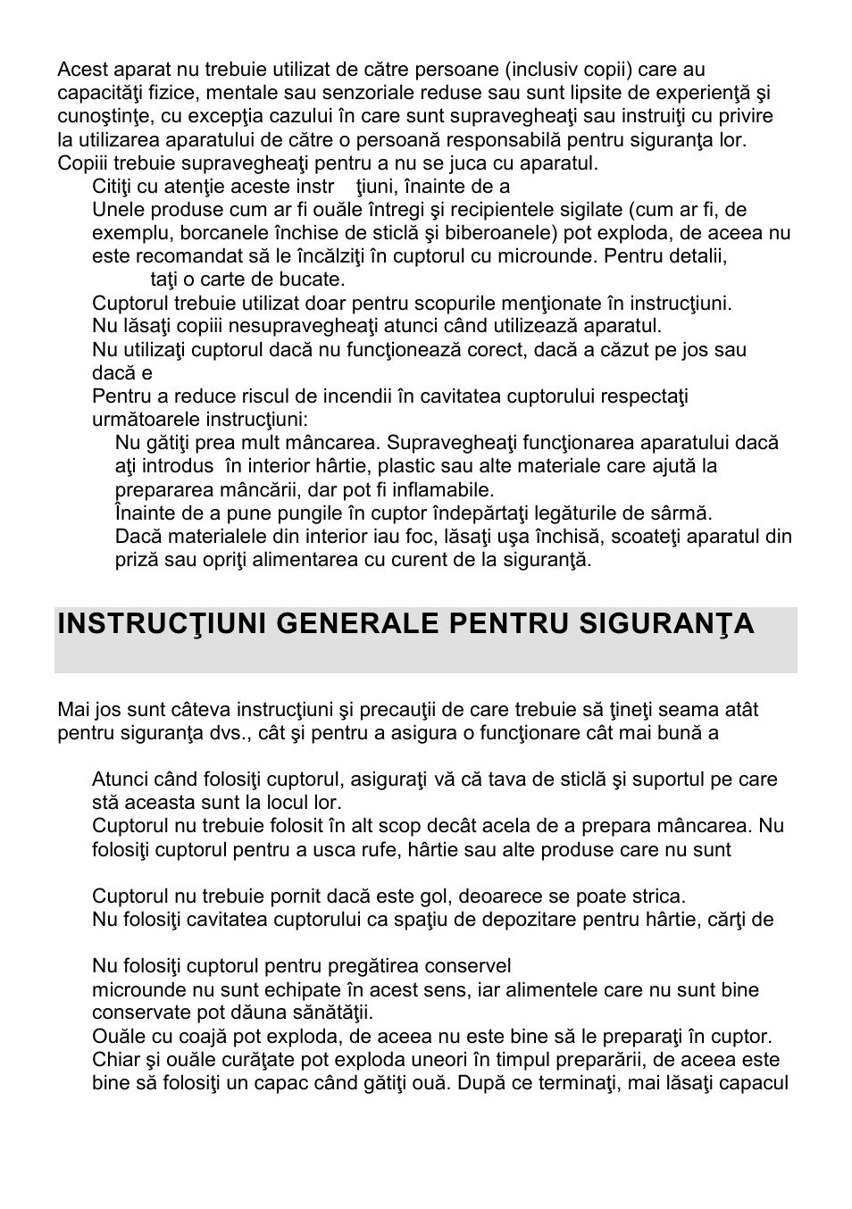 Instrucŝiuni generale pentru siguranŝa dvs | Gorenje CMO-200 DWII User Manual | Page 61 / 125