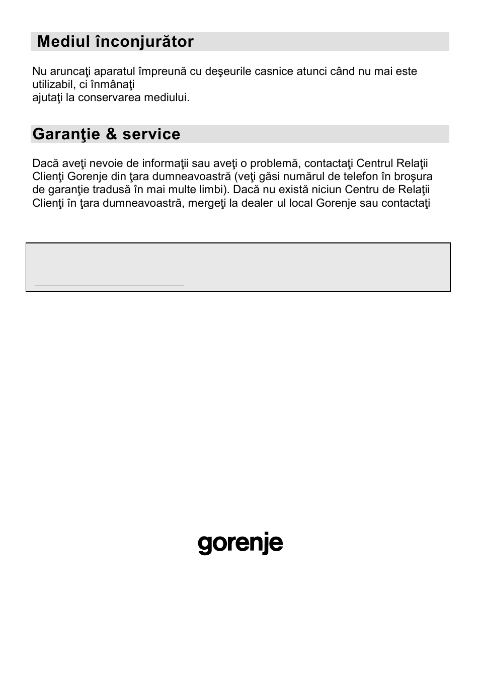 Mediul înconjurător, Garanŝie & service | Gorenje CMO-200 DWII User Manual | Page 67 / 125