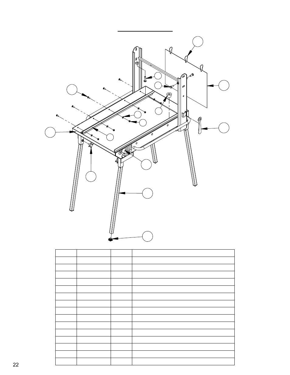 22_frame assembly cc500m xlii, Frame assembly | Diamond Products CC500MXLII User Manual | Page 22 / 40