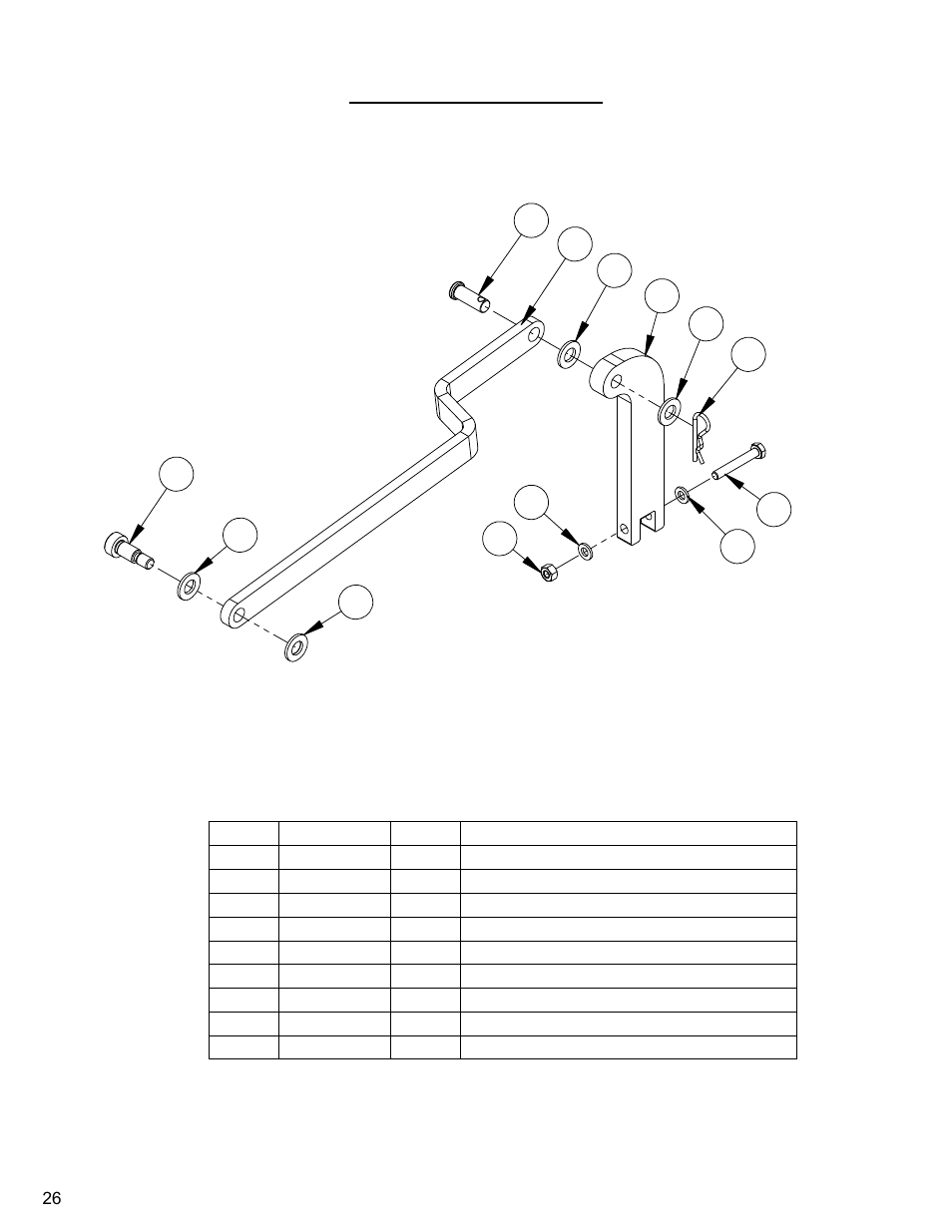 26_leveling arm assembly cc500m, Leveling arm assembly | Diamond Products CC500MXLII User Manual | Page 26 / 40