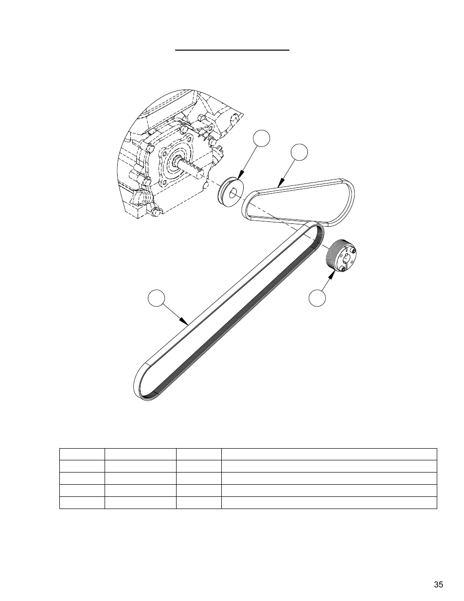 35_belt drive assembly - gas, Motor belt drive – gas, Gas engine belt drive | Diamond Products CC500MXLII User Manual | Page 35 / 40