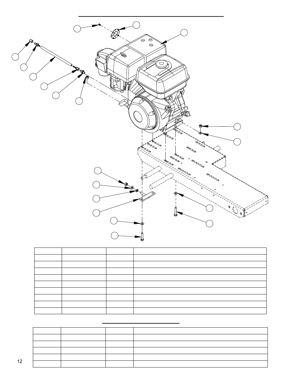 10_11hp_honda_6014115, 11hp gas engine mount assembly and oil drain hose | Diamond Products CC800M User Manual | Page 12 / 56