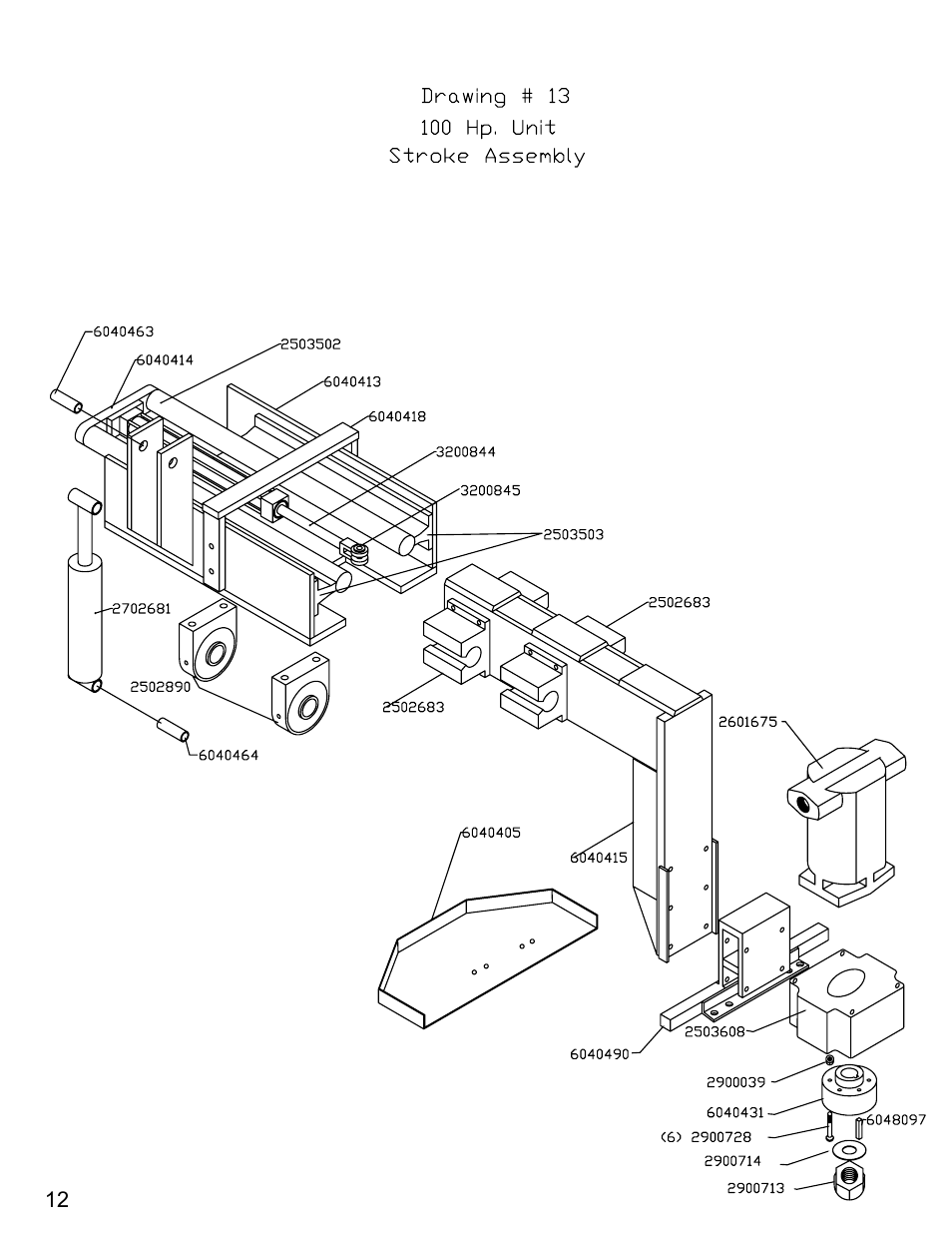 100hp stoke ass'y (post 2005) dwg, Lade bolt pattern | Diamond Products CS-2000 User Manual | Page 12 / 32