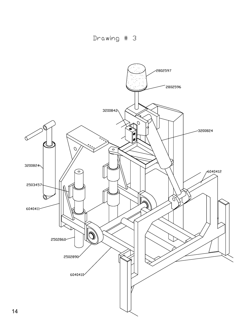 Slide ass'y dwg, Oke assembly 100hp (pre 2005) | Diamond Products CS-2000 User Manual | Page 14 / 32