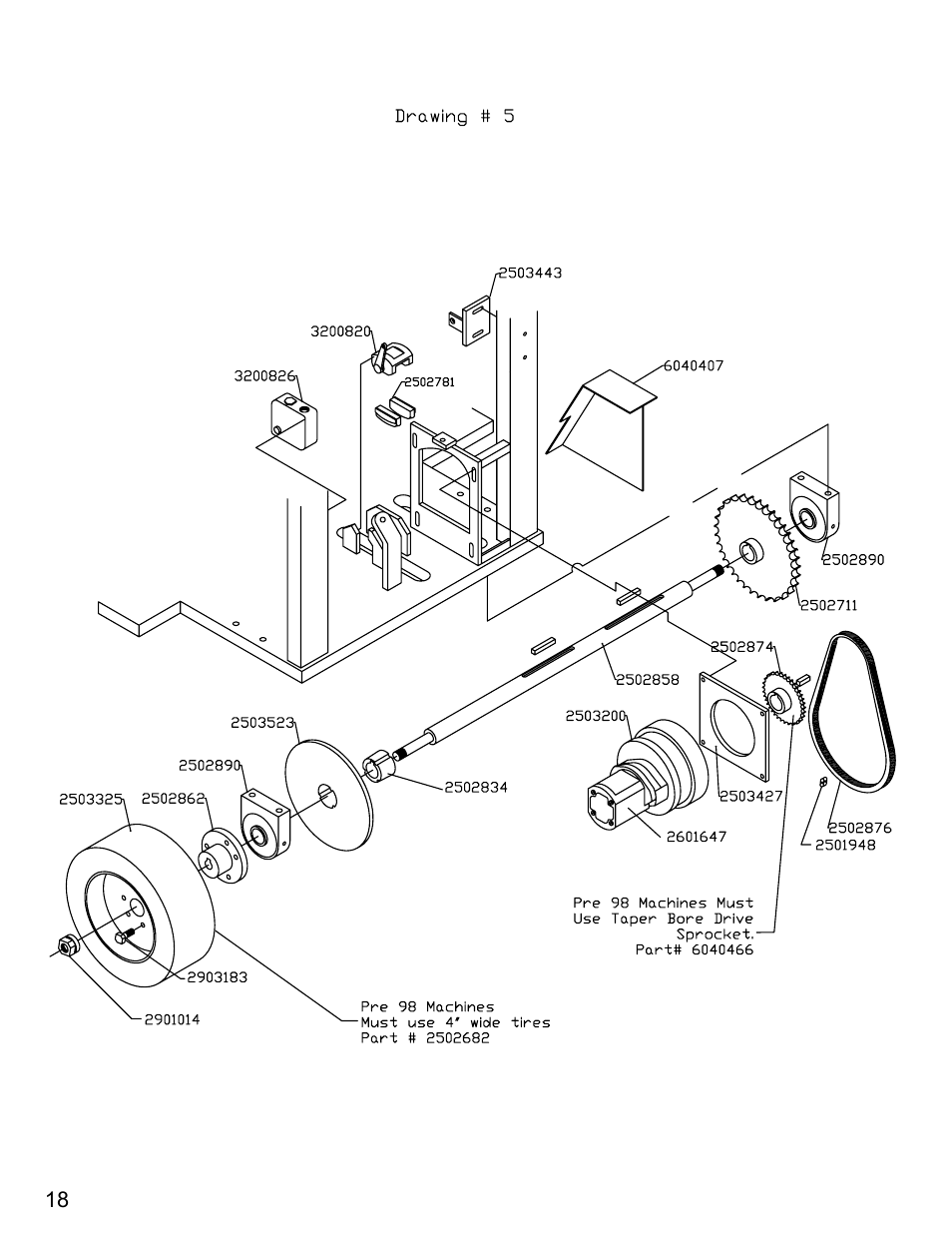 Drive ass'y dwg, De assembly | Diamond Products CS-2000 User Manual | Page 18 / 32