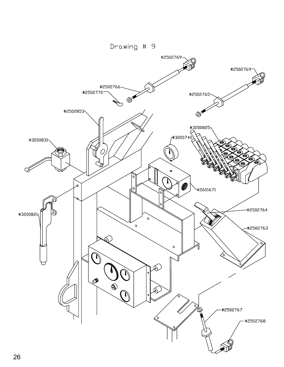 Dash panel dwg, Ngine & drive pumps (80hp) | Diamond Products CS-2000 User Manual | Page 26 / 32
