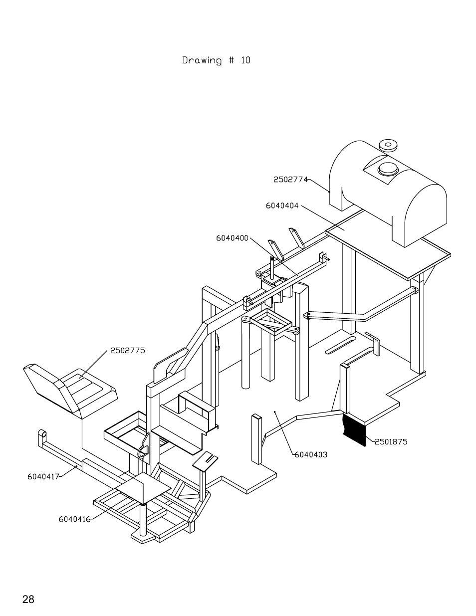 Main frame dwg, Ngine & drive pumps (100hp) | Diamond Products CS-2000 User Manual | Page 28 / 32