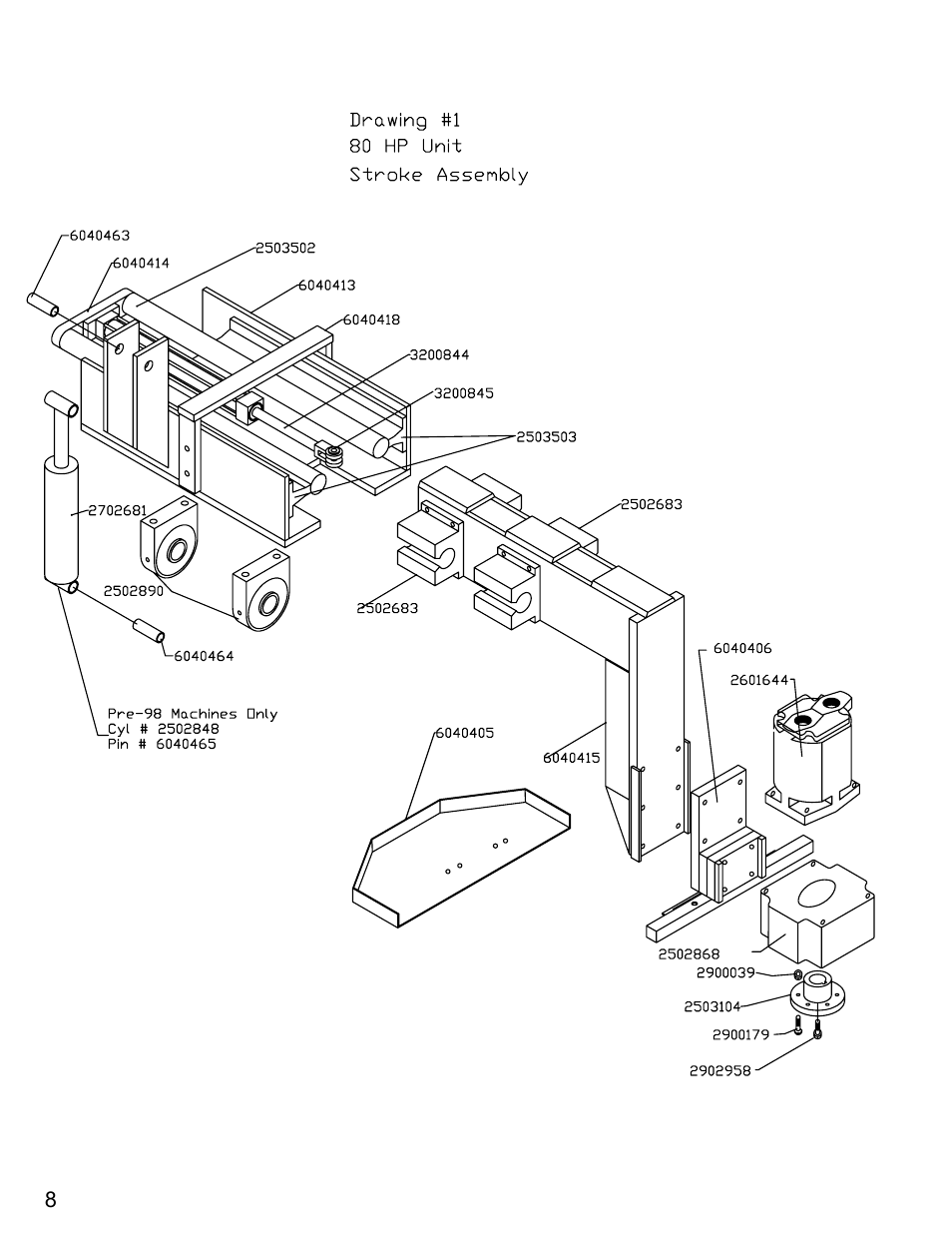 80hp stroke ass'y (pre 2005) dwg, Pecification sheet (cs-2000-100) | Diamond Products CS-2000 User Manual | Page 8 / 32