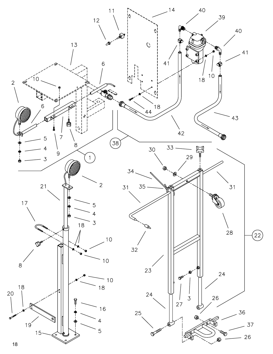 Light, pointer, water pump group, Drawing 7. light, pointer, water pump group | Diamond Products CC8000 User Manual | Page 18 / 44