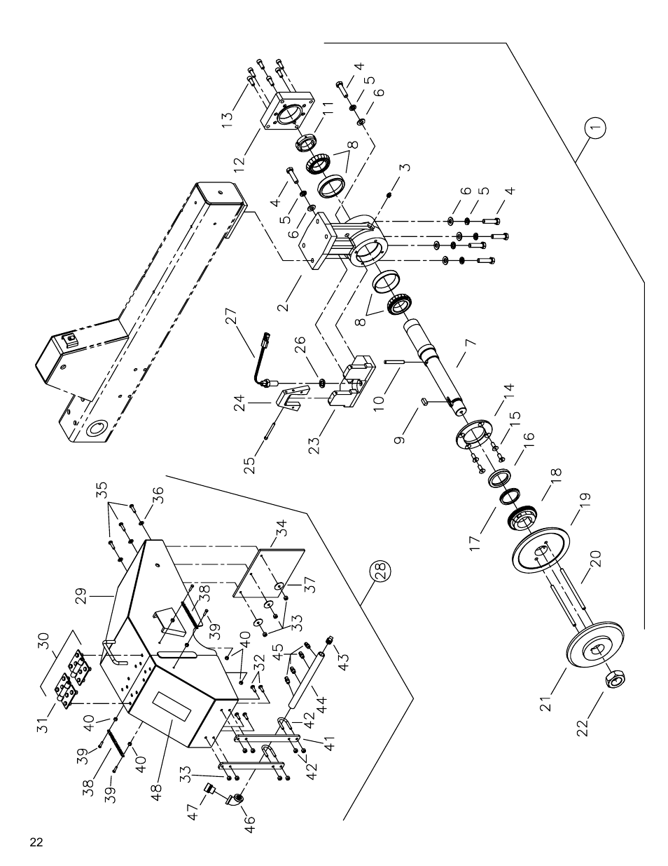 Plunge cut assembly, Drawing 9. plunge cut assembly | Diamond Products CC8000 User Manual | Page 22 / 44