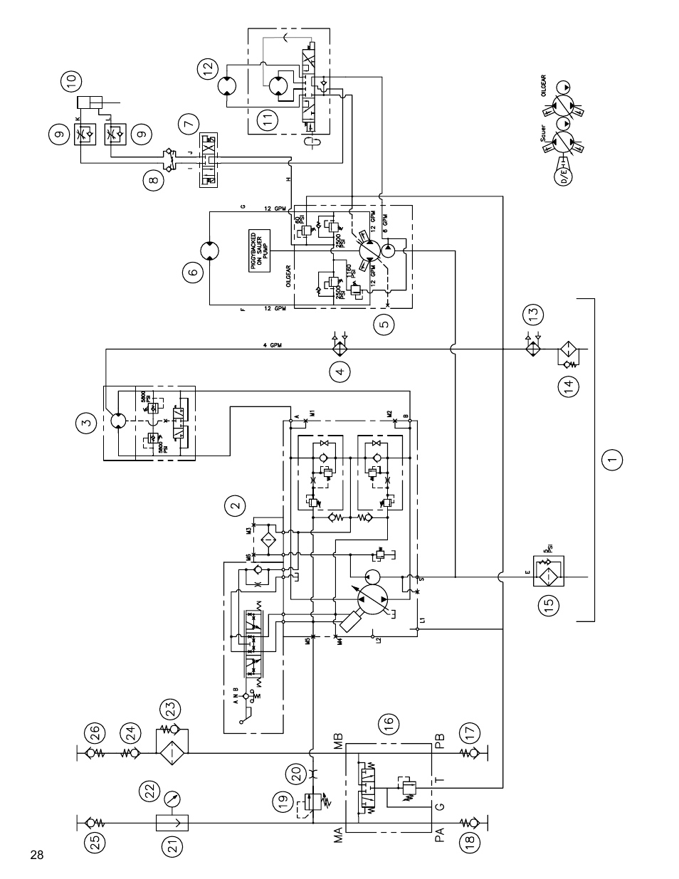 Hydraulic circuit schematic, Drawing 12. hydraulic circuit schematic | Diamond Products CC8000 User Manual | Page 28 / 44