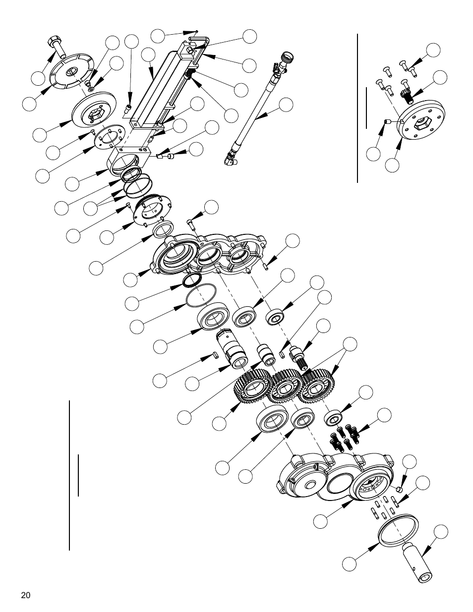 20 - pivoting gearbox assembly, Pivoting gearbox assembly | Diamond Products CC1600 User Manual | Page 20 / 36