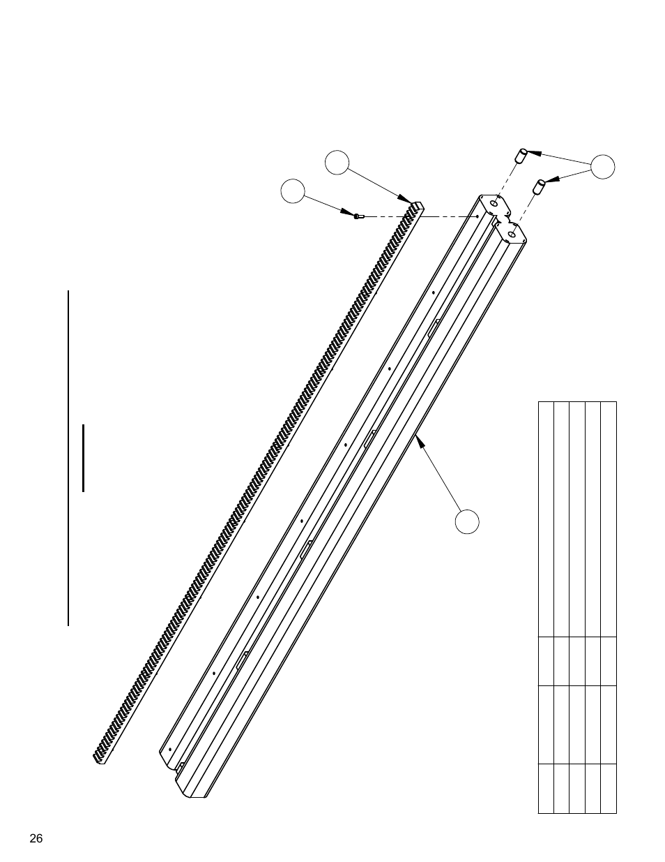 26 - 40" track assembly without stiffener, 40” track assembly without stiffener | Diamond Products CC1600 User Manual | Page 26 / 36