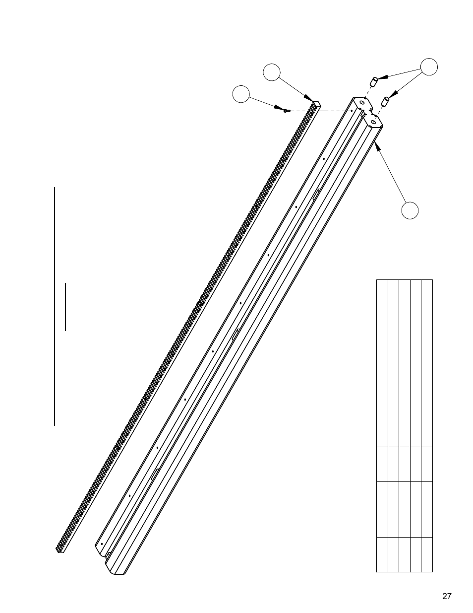 27 - 51" track assembly without stiffener, 51” track assembly without stiffener | Diamond Products CC1600 User Manual | Page 27 / 36