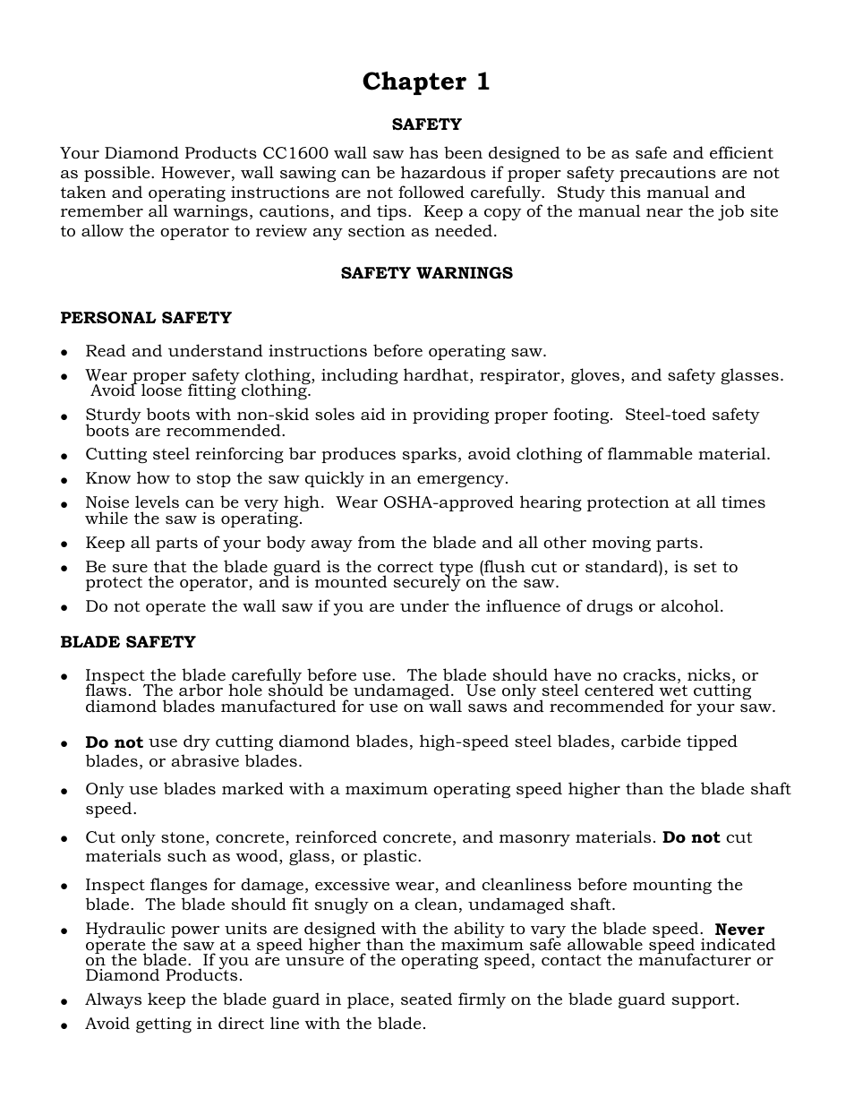 Chapter 1 | Diamond Products CC1600 User Manual | Page 3 / 16